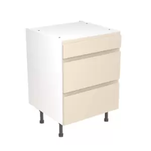 Image of KitchenKIT J-Pull Handleless 60cm 3-Drawer Unit - Gloss Cashmere