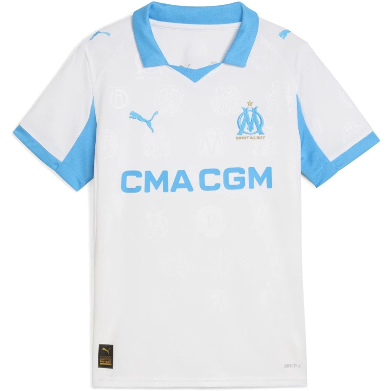 Image of Puma Olympique Marseille Home Shirt 2025 2026 Juniors White/Blue unisex 7-8 (S)