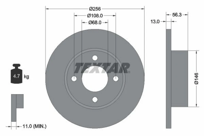 Image of Brake disc TEXTAR 92057800