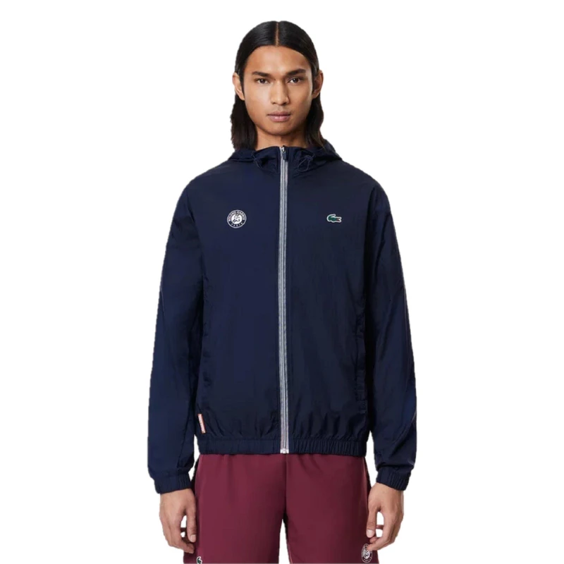 Image of Lacoste Mens Water Resistant Lightweight Rain Anorak Navy Blue male 2XS