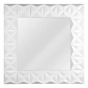 image of 100cm 3D Effect Wall Mirror in White Gloss