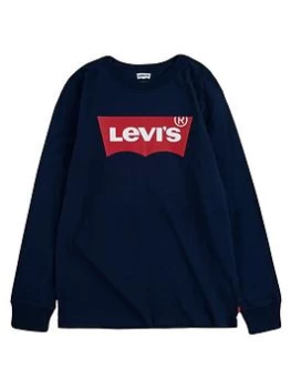 Image of Levis Baby Boys Batwing Long Sleeve T-Shirt - Navy, Size 12 Months