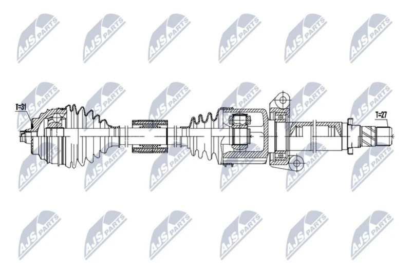 Image of NTY NPW-BM-254 Drive shaft Automatic Transmission, Front Axle Right Drive Shaft (13)