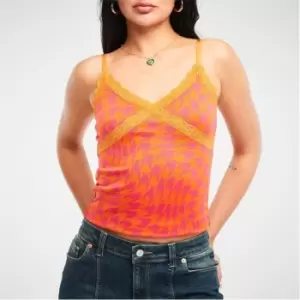 Image of Missguided Abstract Print Lace Cami Vest Top - Multi