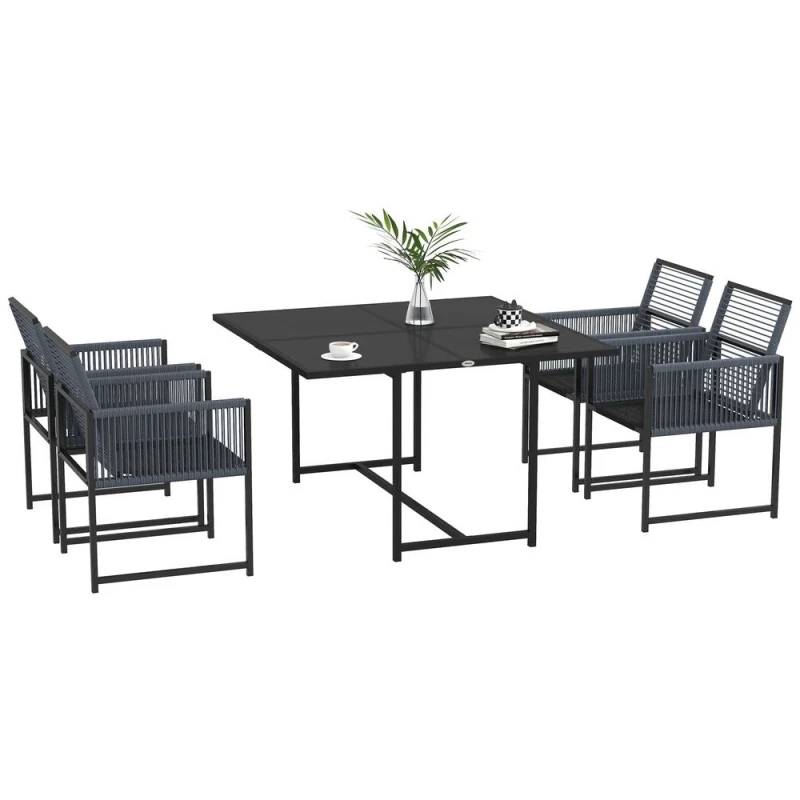 Image of Outsunny 5pc Patio Dining Set w/ Foldable Back - Dark Grey 84G-252V00CG