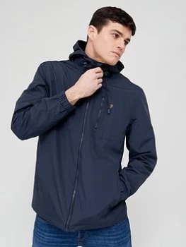 image of Farah Westchester Zip Thru Hooded Jacket - Navy, Size L, Men