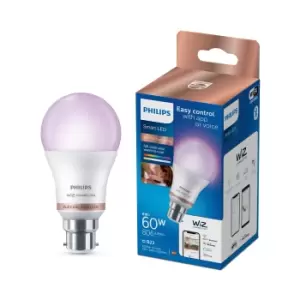 Image of Philips Wiz B22 60W LED Cool White, RGB & Warm White A60 Smart Light Bulb