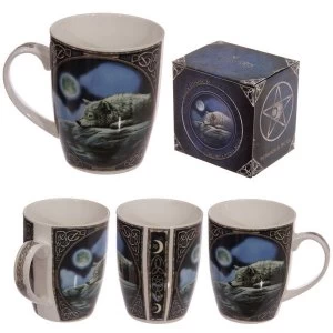 Image of Fantasy Wolf Lake Design New Bone China Mug