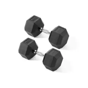 image of York Fitness Rubber Hex Dumbbells 2 x 20kg