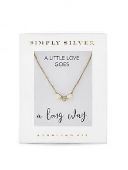 image of Simply Silver 14Ct Gold Plated Sterling Silver Triple Heart Pendant Necklace Gift Boxed