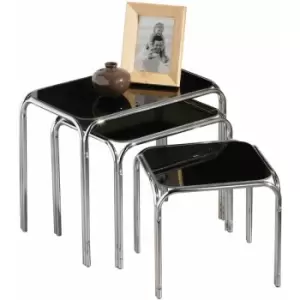 Image of Premier Housewares - Black Glass Nest of Tables - Set of 3