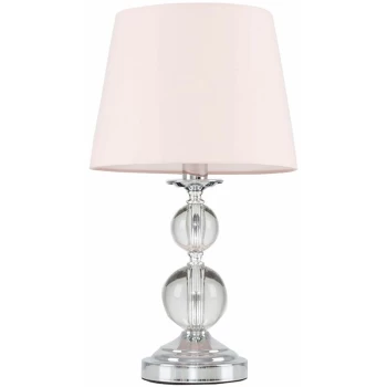 Image of Chrome and Acrylic Ball Touch Dimmer Table Lamp With Light Shade - Pink - No Bulb