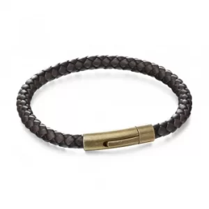 Image of Fred Bennett Gold Coloured Brown Black Woven Bracelet B5061