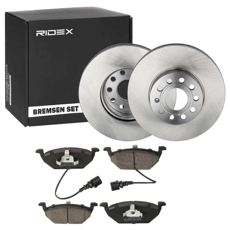 Image of RIDEX 3405B1174 Brake disc and pads set Front Axle, Brake Disc Type: Vented Brake Set,disc brakes (3405)