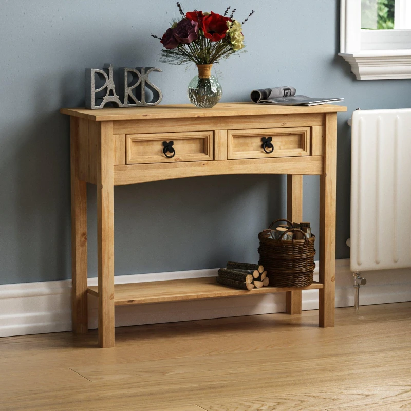 Image of Lassic Vida Designs Corona 2 Drawer Console Table Pine unisex 2 Drawer