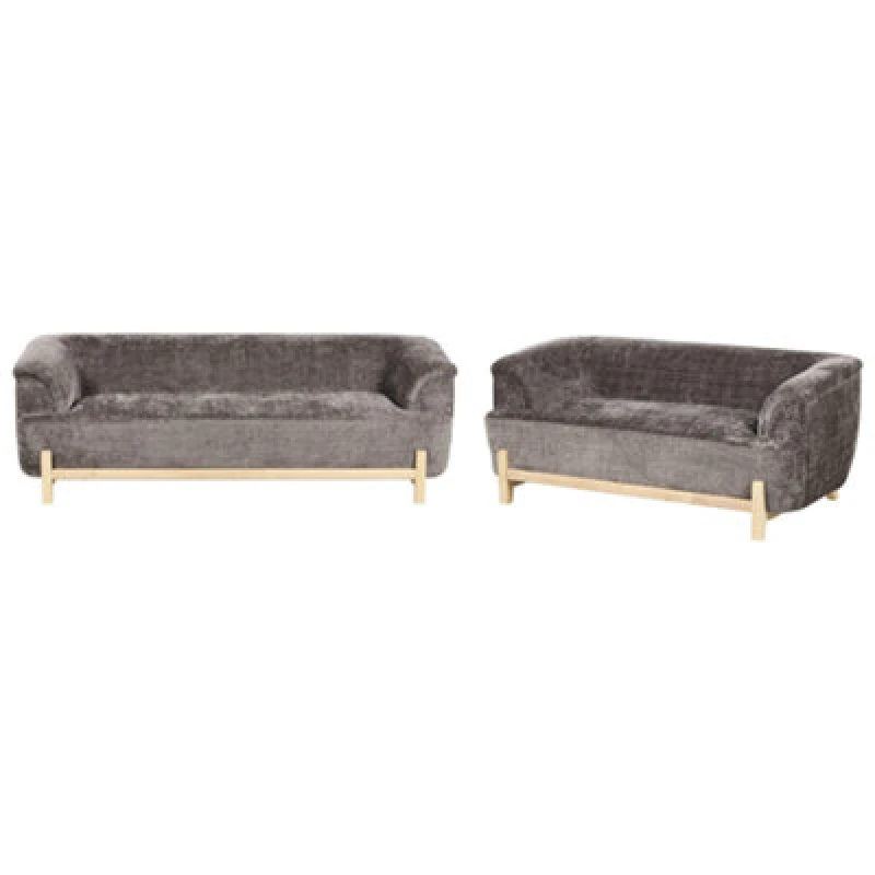 Image of Beliani Living Room Set 5 Seater Alnor Chenille Brown