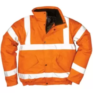 image of Portwest Mens Hi-Vis Safety Workwear Bomber Jacket GO/RT (M) (Orange) - Orange