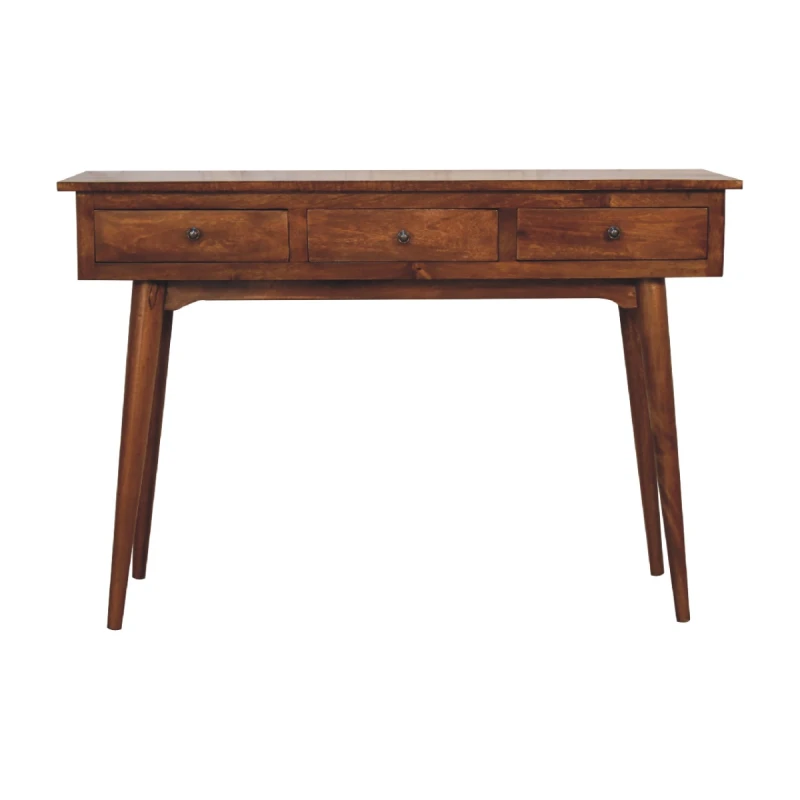 Image of Artisan Furniture Artisan Furniture Solid Wood Large 3 Drawer Chestnut Console, Dark Brown