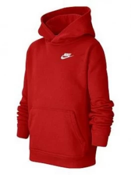 Image of Nike Boys Nsw Club Po Hoodie, Red, Size L=12-13 Years