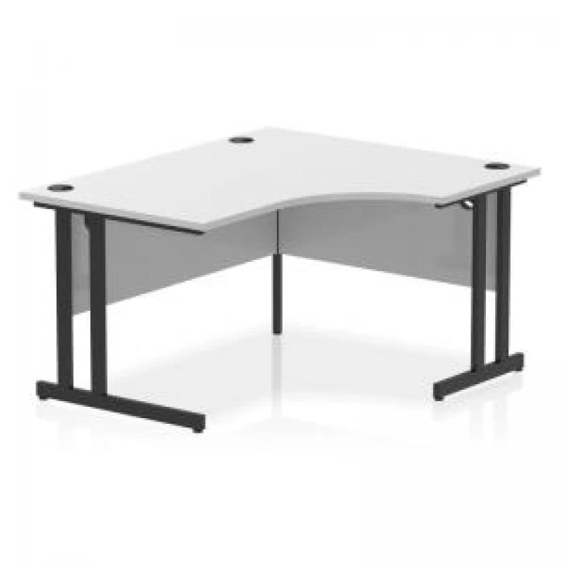 Image of Impulse Impulse 1400mm Right Crescent Office Desk White Top Black Cantilever Leg ICDRC14BWHT