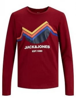 image of Jack & Jones Junior Boys Mountain Long Sleeve T-Shirt - Sundried Tomato