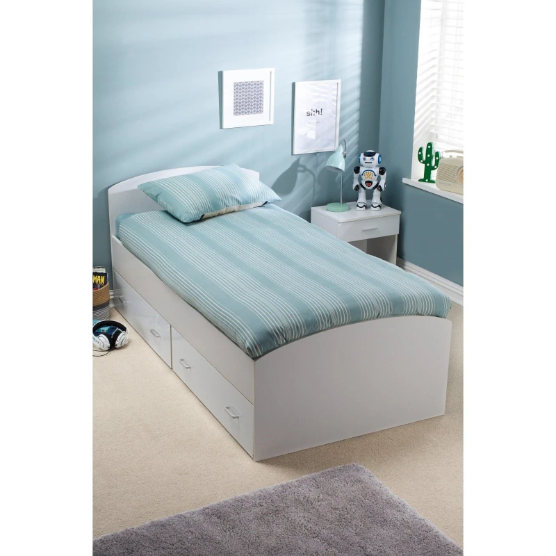 Image of Homelife Carleton 2 Drawer Single Storage Bed - White White One Size