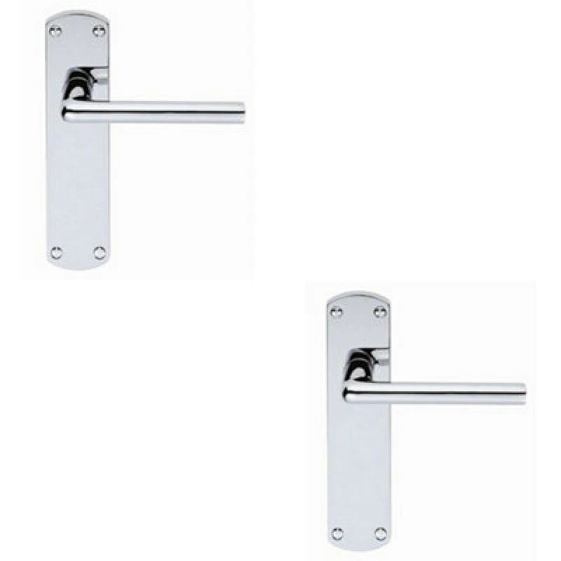 Image of Loops 2x Rounded Straight Bar Handle on Latch Backplate 170 x 42mm Polished Chrome Multi