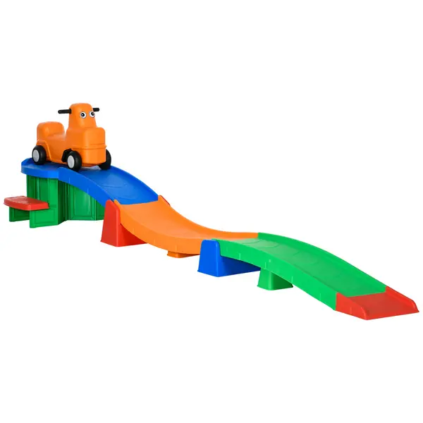 Image of AIYAPLAY 3m Up and Down Roller Coaster for Kids, 4 Pcs Toddler Roller Coaster Ride-on w/ Non-slip Steps, Sliding Car w/ Handles, Gift for Aged 2-5