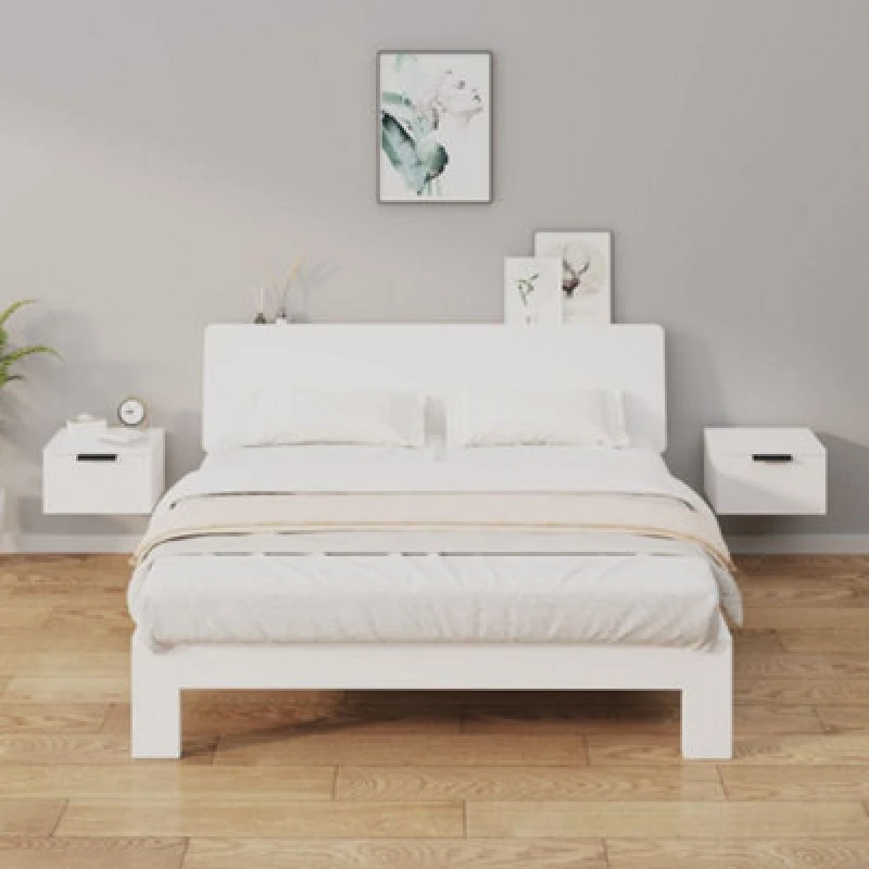 Image of Vidaxl Wall-mounted Bedside Cabinets 2 Pcs White 34X30X20 Cm, White 811377
