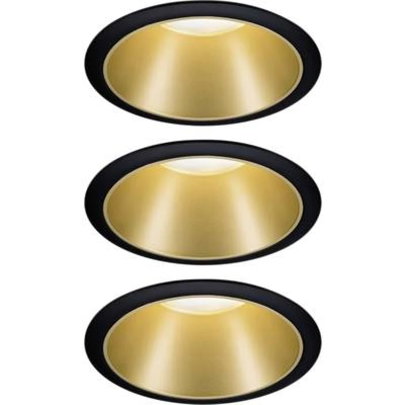 Image of Paulmann Paulmann 93404 Cole Coin Flush mount light 3 Piece set LED (monochrome) 6 W Black, Gold 93404