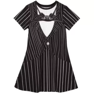 Image of Nightmare Before Christmas Girls Jack Skellington Costume Dress (11-12 Years) (Black/White)