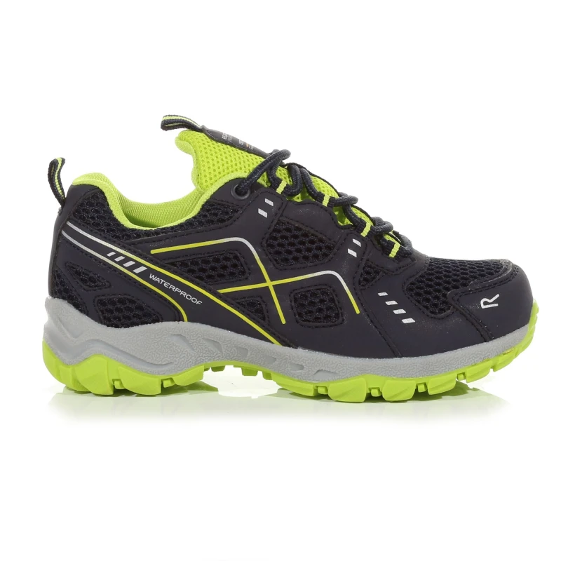 Image of Regatta Boys Vendeavour Waterproof Lace Up Walking Shoes UK Size 12 (EU 31) Navy/LmePnch RKF785B-9TD-12