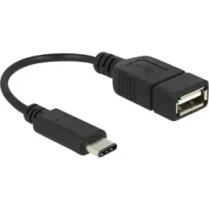 image of Delock USB cable USB 2.0 USB-C plug, USB-A socket 0.15 m Black 65579