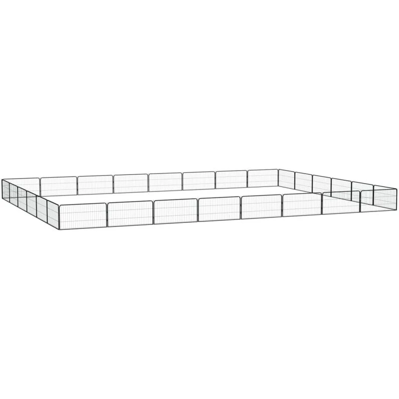 Image of VIDAXL 28-Panel Dog Playpen Black 100x50cm Powder-coated Steel Vidaxl 8720287159056