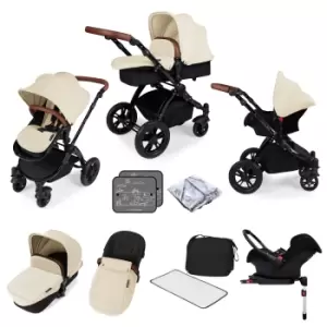 image of Ickle bubba Stomp V3 Black All In One (Galaxy) 11pc Travel System & Isofix Base Bundle- Sand