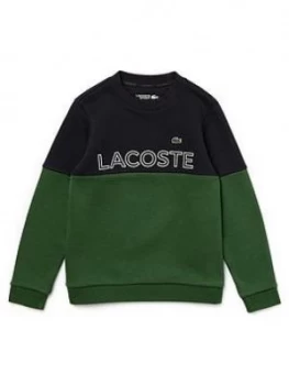 Lacoste Sports Boys Colourblock Logo Sweat, Green, Size 14 Years