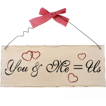 Image of You Me = Us Hanging Sign