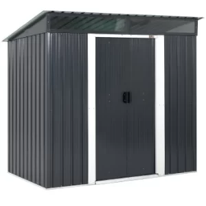 image of Garden Shed Anthracite Metal 6x4ft with Pent Roof