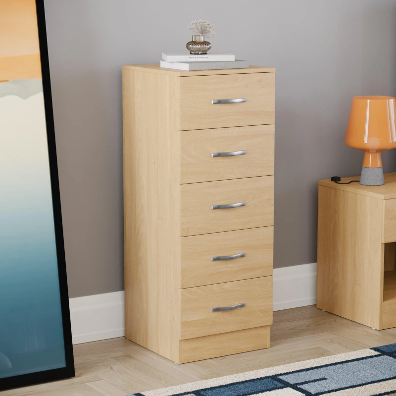 Image of Lassic Vida Designs Riano 5 Drawer Narrow Chest Pine unisex 5 Drawer