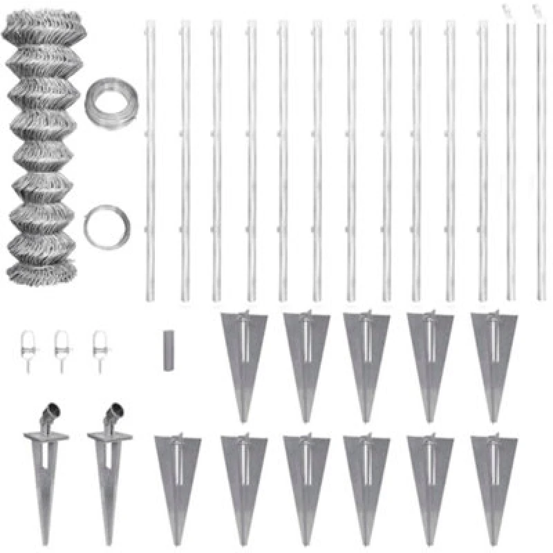Image of Vidaxl Chain Link Fence With Posts Spike Galvanised Steel 25X1.5 M