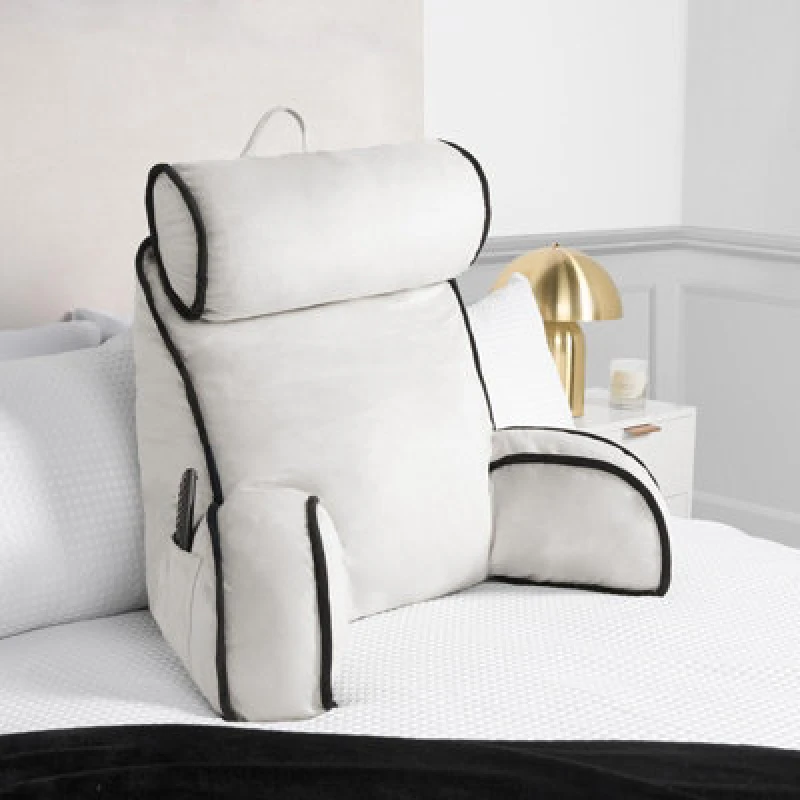 Image of OHS OHS Piped Edge Reading Pillow with Head Rest Back Support Bed Sofa in Cream Cream One Size Unisex 5027434231058