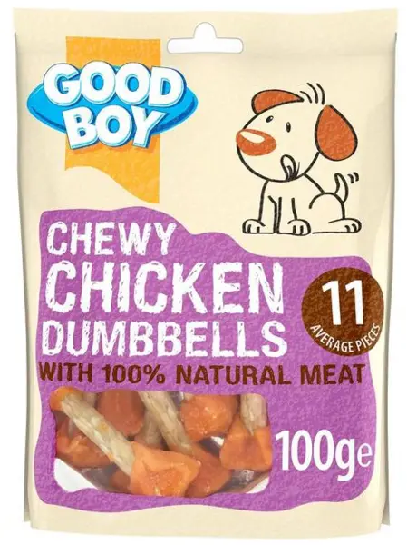 image of Good Boy Chewy Chicken Dumbbells Dog Treats 100g