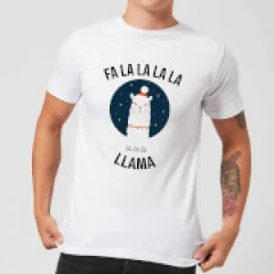 Image of Fa La La La Llama Mens Christmas T-Shirt - White - 3XL