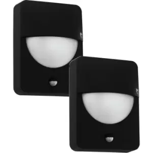 Image of 2 PACK IP44 Outdoor Wall Light & PIR Sensor Cast Aluminium 1x 28W E27 Bulb