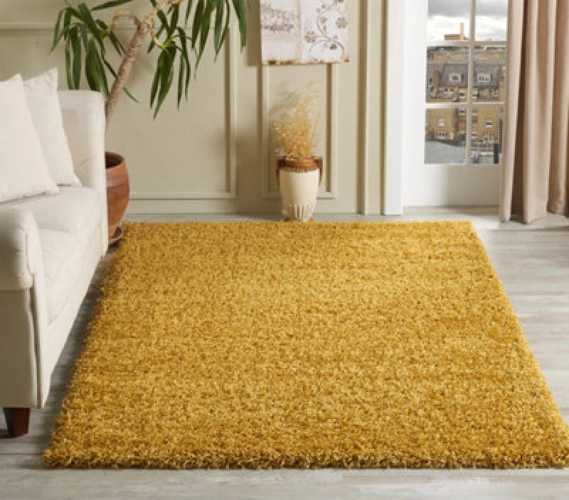 Image of Smart Living Smart Living Soft Fluffy 5cm Thick Pile Shaggy Area Rugs for Living Room, Bedroom in Gold Size: 60cm x 220cm Gold 60cm x 220cm Unisex 8