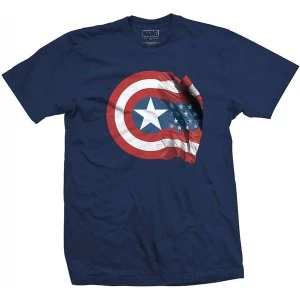 Image of Marvel Comics - Captain America American Shield Mens Large T-Shirt - Blue