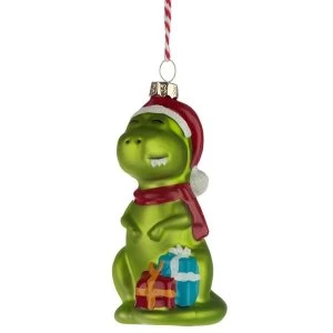 Image of Dinosaur Glass Christmas Bauble Decoration
