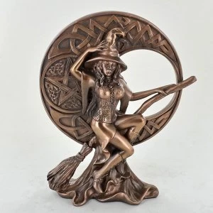 image of Witch With Celtic Moon Bronze Ornament 17cm