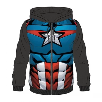 Image of Captain America - Suit Sublimation Mens Medium Full Length Zipper Hoodie - Blue
