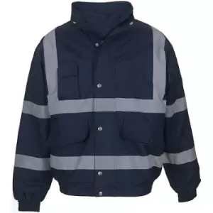 image of Yoko Mens Hi-Vis Bomber Jacket (2XL) (Navy Blue) - Navy Blue